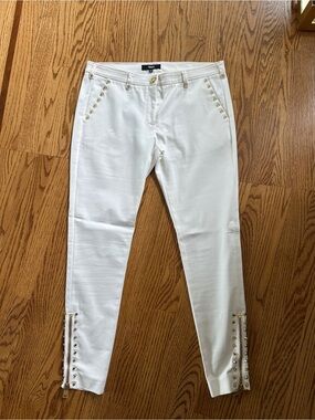 Versace White Skinny Jeans with Gold Stud Detailing